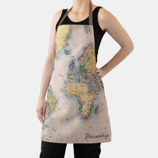 kaart Wereldatlas - Gepersonaliseerd Schort (Insitu)