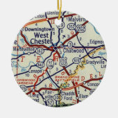  kaart West Chester PA Keramisch Ornament (Voorkant)