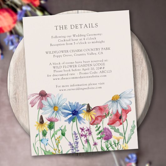 Kaart Wildflower Charm Wedding Details Enclosure