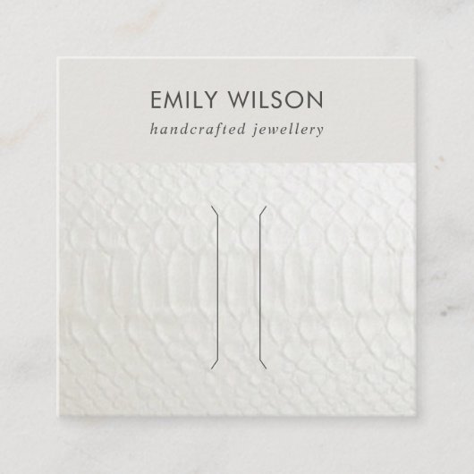 KAART WIT-LEDER TEXTURE HAIR CLIP DISPLAY VIERKANTE VISITEKAARTJE (Voorkant)