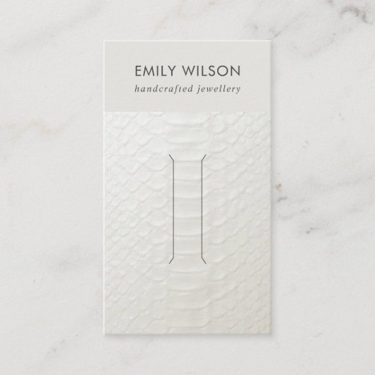 KAART WIT-LEDER TEXTURE HAIR CLIP DISPLAY VISITEKAARTJE (Voorkant)