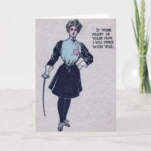 Kaart Woman Fencer Valentijnsdag