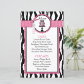 Kaart Zebra Print and Cake Bakery Menu (Staand voorkant)