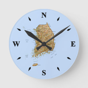 Kaart Zuid-Korea Ronde Klok