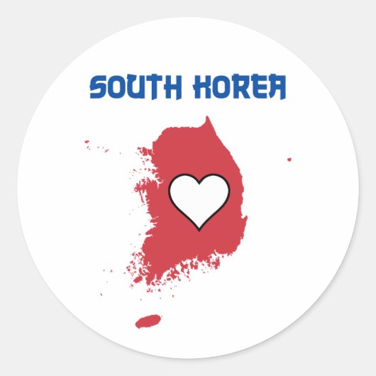 Kaart Zuid-Korea Ronde Sticker (Voorkant)