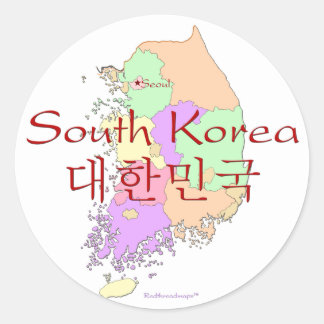 Kaart Zuid-Korea Ronde Sticker