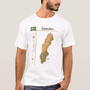 Kaart Zweden + vlag + titel T-shirt