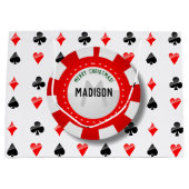 Kaarten afspelen met monogrammatisch pokerchip large cadeauzakje (Voorkant)