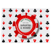 Kaarten afspelen met monogrammatisch pokerchip large cadeauzakje (Achterkant)