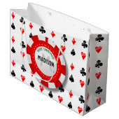 Kaarten afspelen met monogrammatisch pokerchip large cadeauzakje (Voorkant Gekanteld)