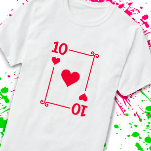Kaarten afspelen - Tien Kaart harten ontwerp T-shirt