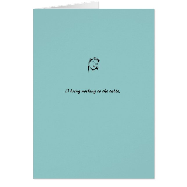 kaarten: blauw "Ik breng niets naar tafel" (Voorkant)