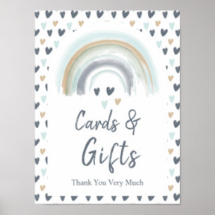 Kaarten & Cadeaus Bord Baby Shower Blauw Regenboog Poster