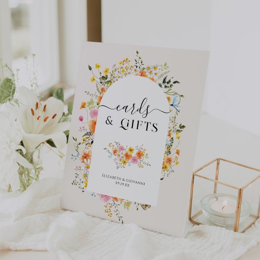 Kaarten & Cadeaus | Floral Boho Wedding Reclamebord Met Voetstuk