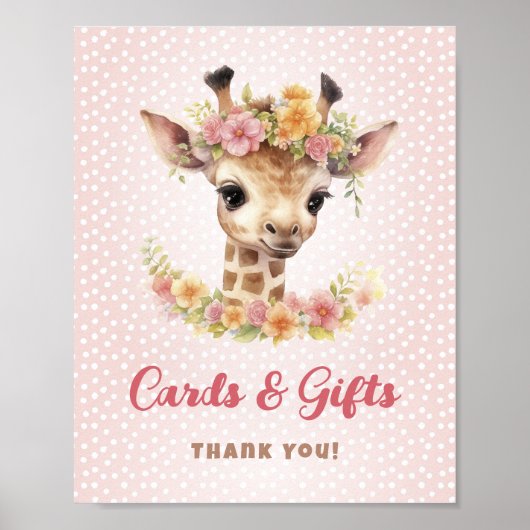 Kaarten Cadeaus Tafel Giraffe Safari Baby Girl Sho Poster (Voorkant)
