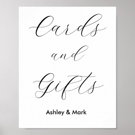 Kaarten Cadeaus Zwart Wit Trouwposter Poster (Voorkant)