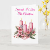 Kaarten-"Elegant Roze Kerst Kaarten Collectie" (Gele Bloem)