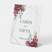Kaarten en cadeaus | Bourgogne Floral Wedding Reclamebord Met Voetstuk (Voorkant)