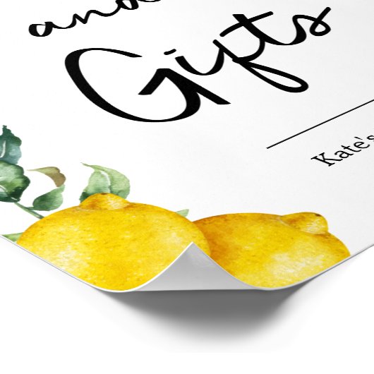 Kaarten en cadeaus citroenen poster bord (Hoek)