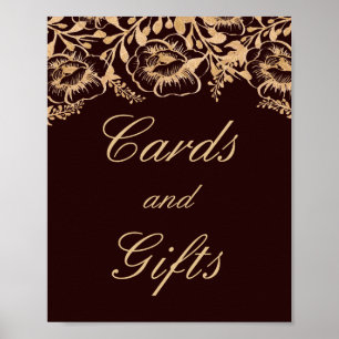 Kaarten en cadeaus Huwelijk Vintage Goud Bourgondi Poster