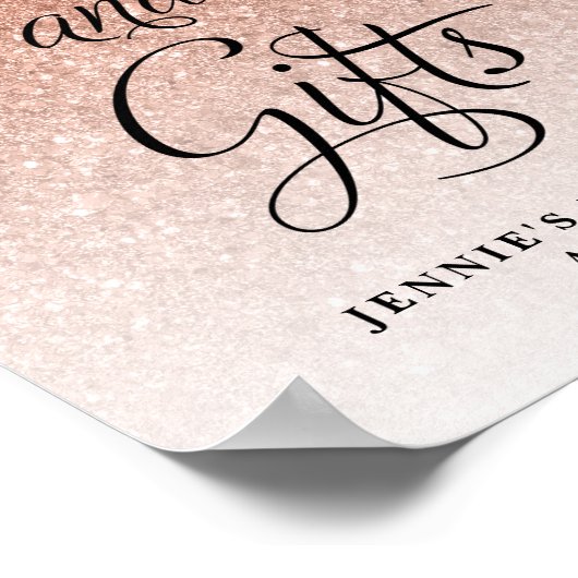 Kaarten en cadeaus, Roos Gold Glitter Display Poster (Hoek)