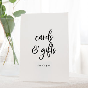 Kaarten en cadeaus voor ritueel script reclamebord met voetstuk