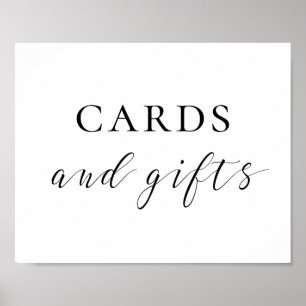 Kaarten en cadeaus. Zwart-wit huwelijksbord Poster