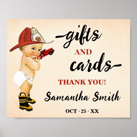 Kaarten en cadeautjes Kleine brandweerman Baby sho Poster (Voorkant)