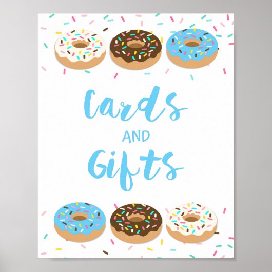 Kaarten en cadeautjes Shower Table Sign Blue Donut Poster (Voorkant)