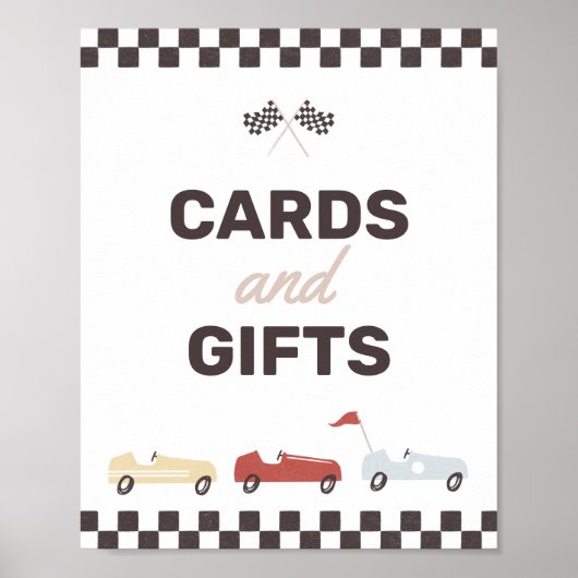 Kaarten en cadeautjes twee snelle autowrakken poster (Voorkant)