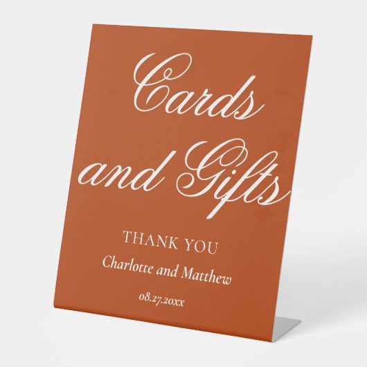 Kaarten en cadeautjes voor moderne Rust Wedding Reclamebord Met Voetstuk (Voorkant)