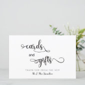 "Kaarten en cadeautjes" Zwart wit modern bruiloft (Staand voorkant)