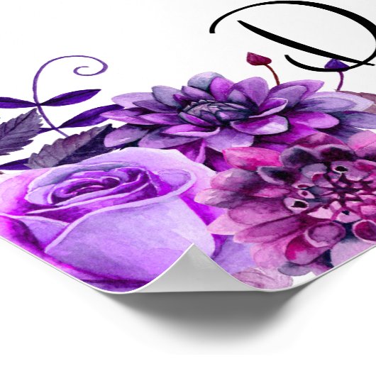 Kaarten en donaties ondertekenen. Binddruk paars Poster (Hoek)