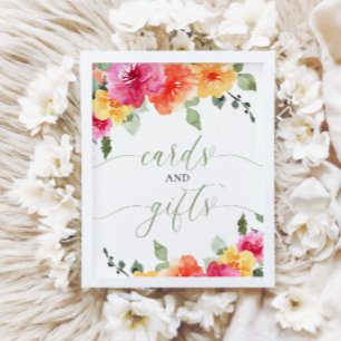 Kaarten en geschenken baby shower kleurrijke felle poster