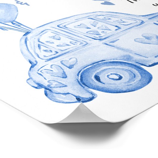 Kaarten en geschenken Blauwe Ballonnen en Auto Ver Poster (Hoek)