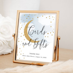 Kaarten en geschenken Blue Gold Moon Baby shower T Poster