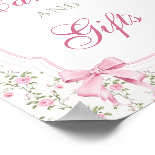 Kaarten en geschenken Elegante Roze Coquette Boog Poster (Hoek)