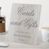 Kaarten en geschenken houten chique moderne bruilo reclamebord met voetstuk (Insitu)