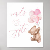 Kaarten en geschenken Pink Teddy Bear Baby shower  Poster (Voorkant)