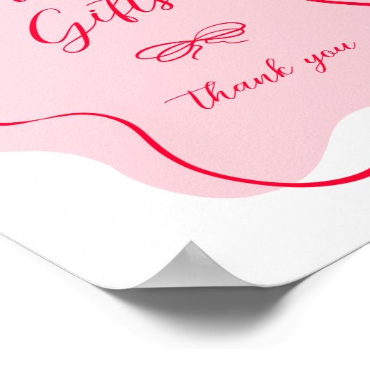 Kaarten en geschenken Retro roze en rood golvend Poster (Hoek)