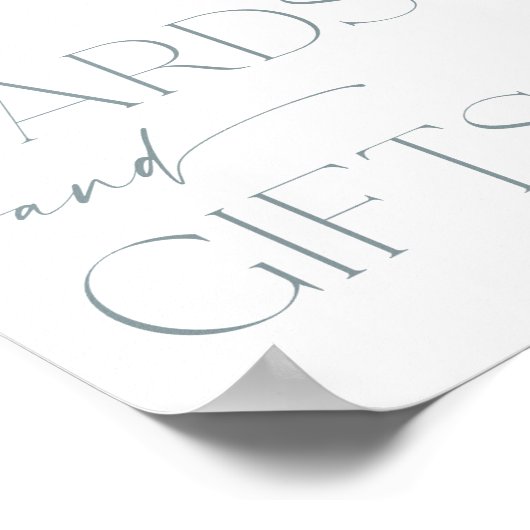 Kaarten en geschenken teken boho stoffige blauwe w poster (Hoek)