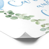 Kaarten en geschenken tekenen blauw ballonvaardend poster (Hoek)