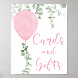 Kaarten en geschenken tekenen roze ballonnen baby  poster