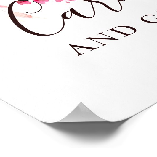 Kaarten en geschenken. Waterverf roze florale brui Poster (Hoek)