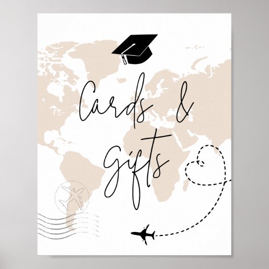 Kaarten en geschenken Wereldkaart afstudeerfeest p Poster (Voorkant)