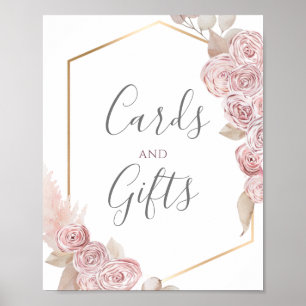 Kaarten en Gifts Bohemian Vanilla Pink Floral Poster