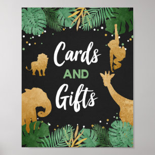 Kaarten en Gifts Safari Animals Gold Birthday Part Poster