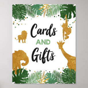 Kaarten en Gifts Safari Animals Gold Birthday Part Poster