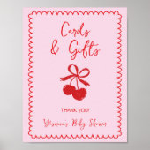 Kaarten & Geschenken Cherry Bow Hand getrokken Bab Poster (Voorkant)