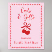Kaarten & Geschenken Cherry Bow Hand getrokken Vri Poster (Voorkant)